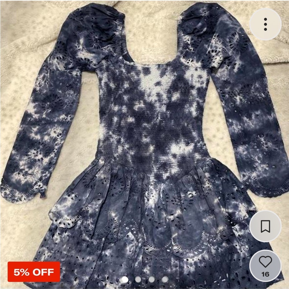 LoveShackFancy Blue Tie Dye dress XS